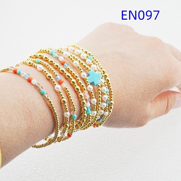 Enewton Colorful Crystal & Gold Bead Bracelet Set - Picture 1 of 7